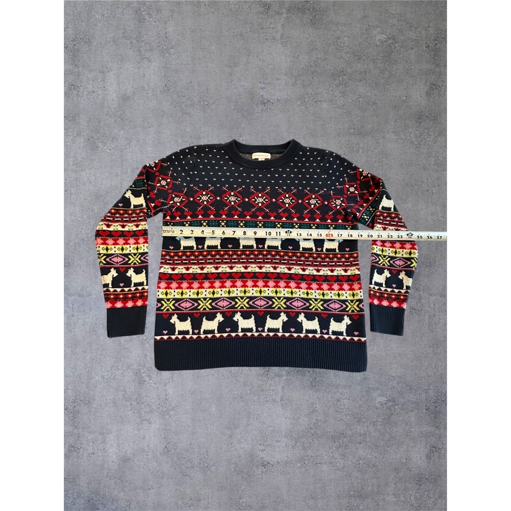 Charter Club Sweater Womens PM Navy Fair Isle Scottie Dog Embellished - Picture 4 of 13